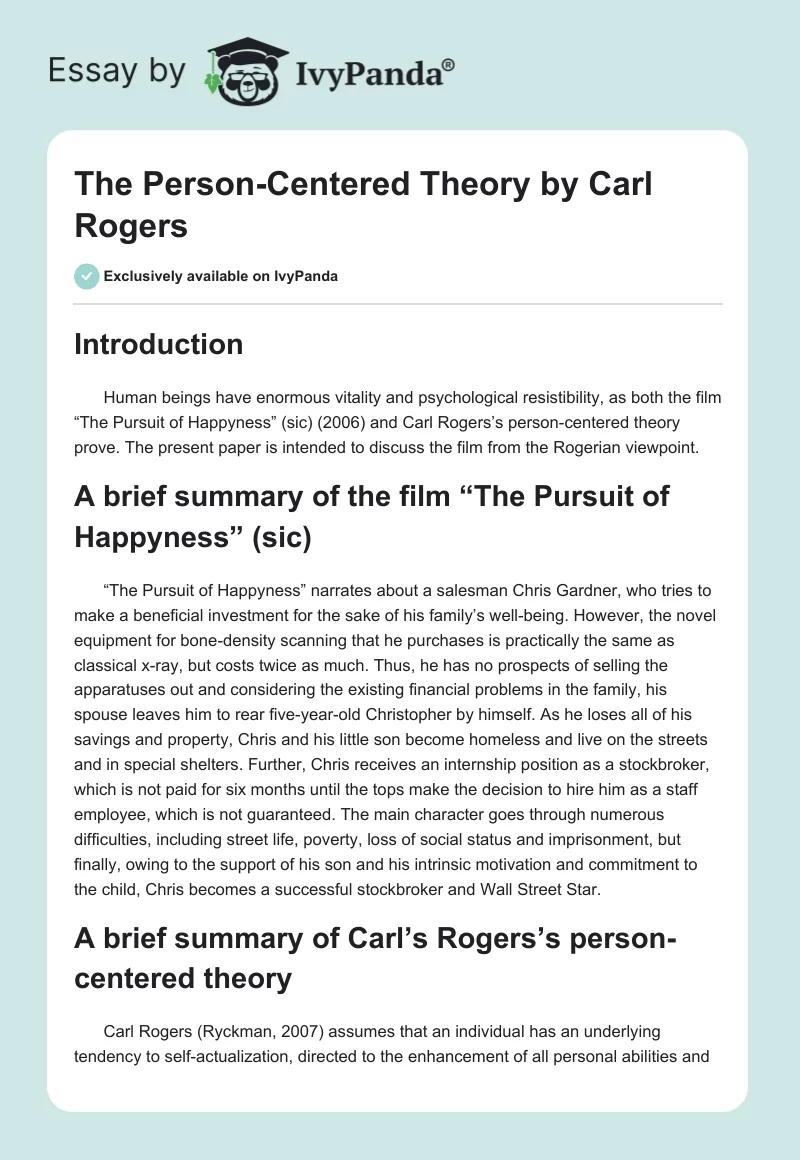 The Person-Centered Theory by Carl Rogers. Page 1