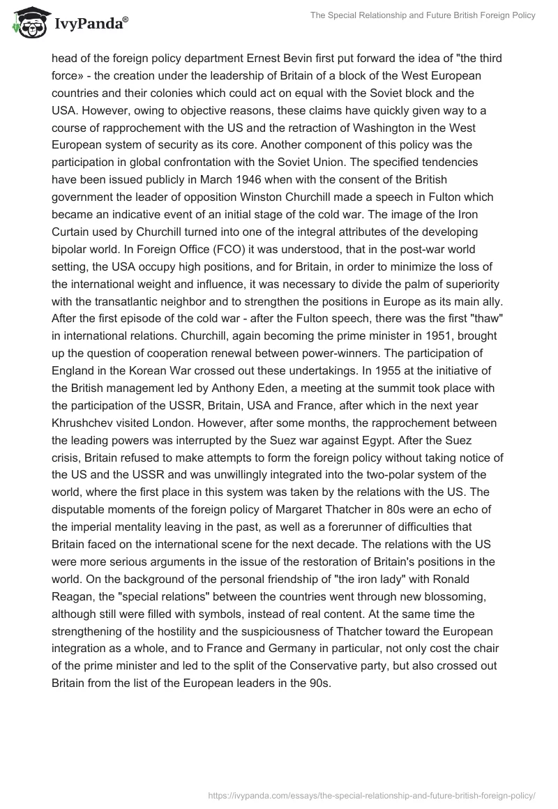 The Special Relationship and Future British Foreign Policy. Page 2