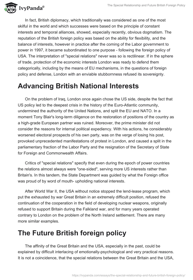 The Special Relationship and Future British Foreign Policy. Page 4