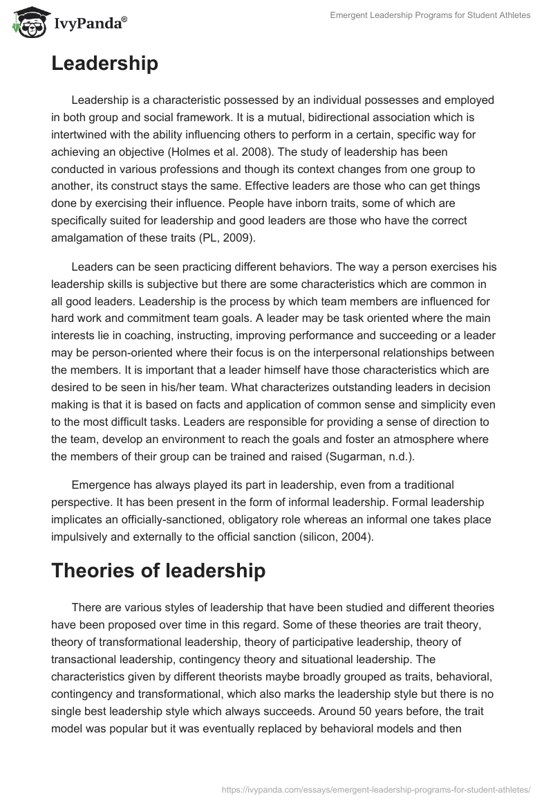 Emergent Leadership Programs for Student Athletes. Page 3