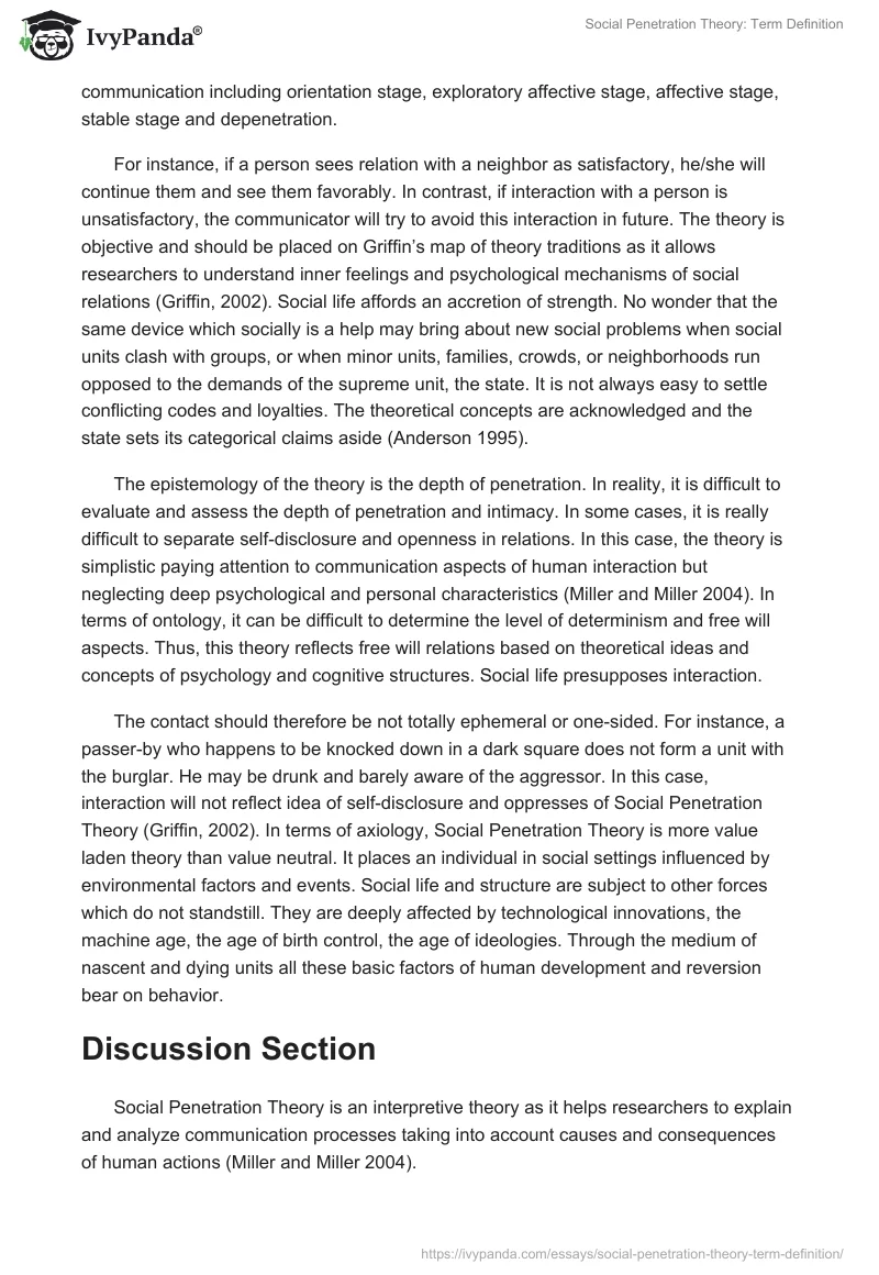Social Penetration Theory: Term Definition. Page 2