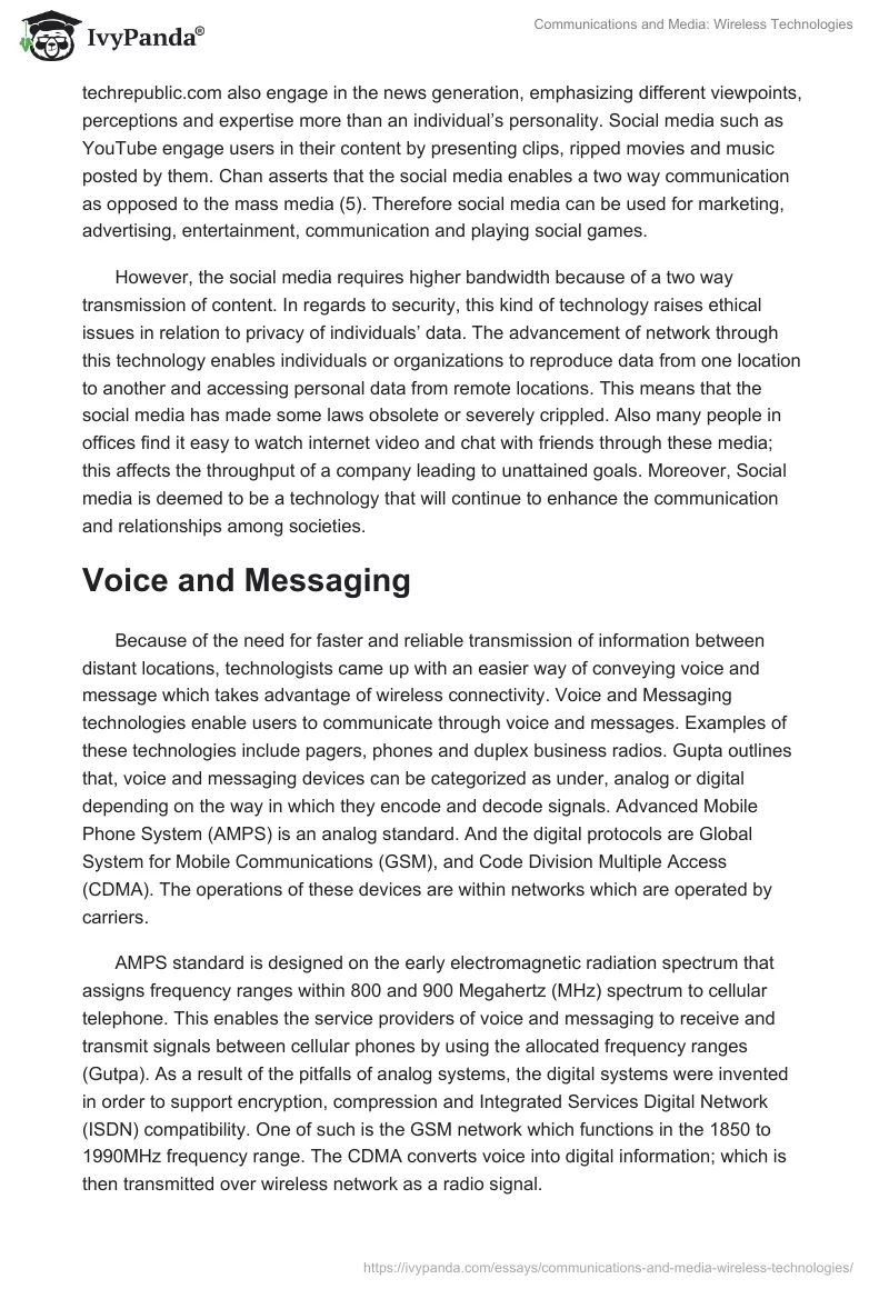 Communications and Media: Wireless Technologies. Page 2