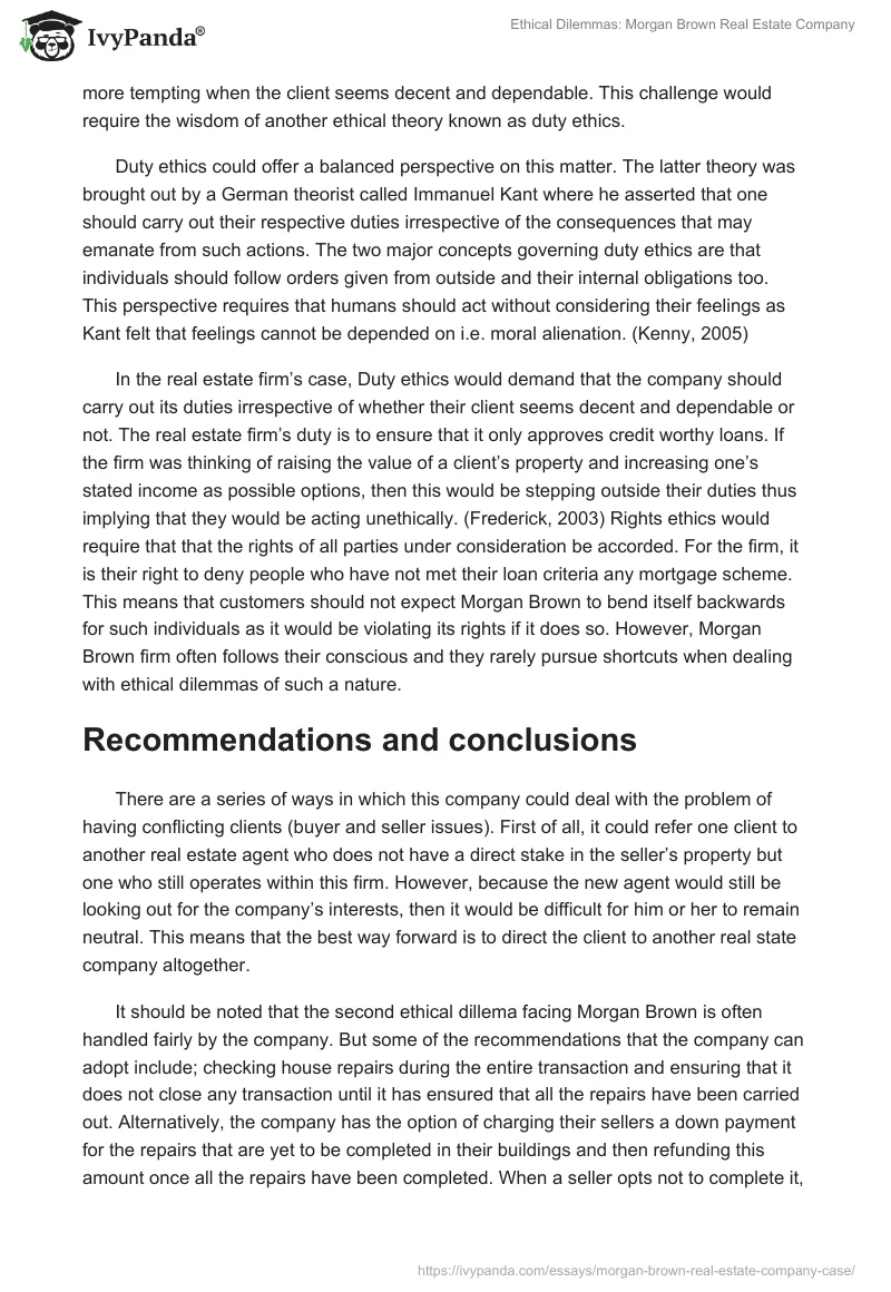 Ethical Dilemmas: Morgan Brown Real Estate Company. Page 4