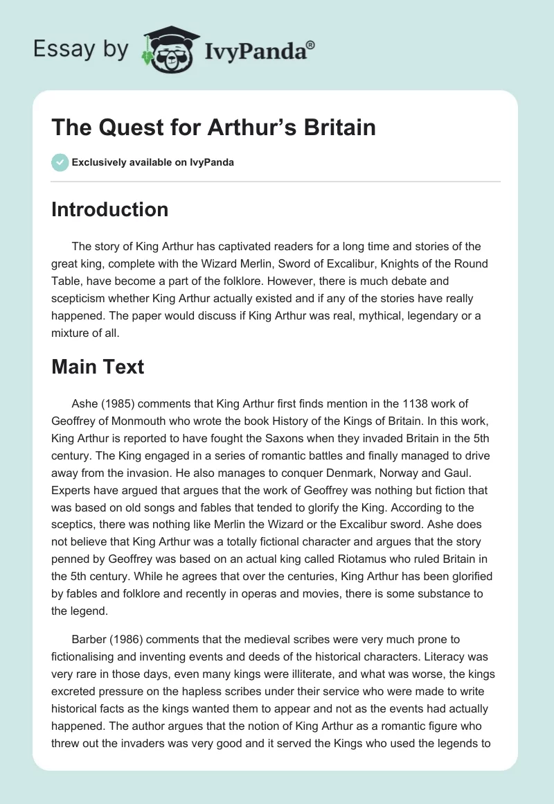 The Quest for Arthur’s Britain. Page 1