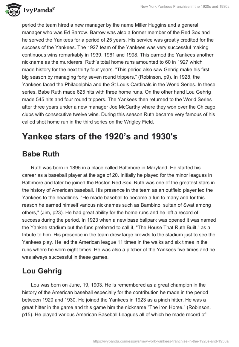 New York Yankees Franchise in the 1920s and 1930s. Page 2