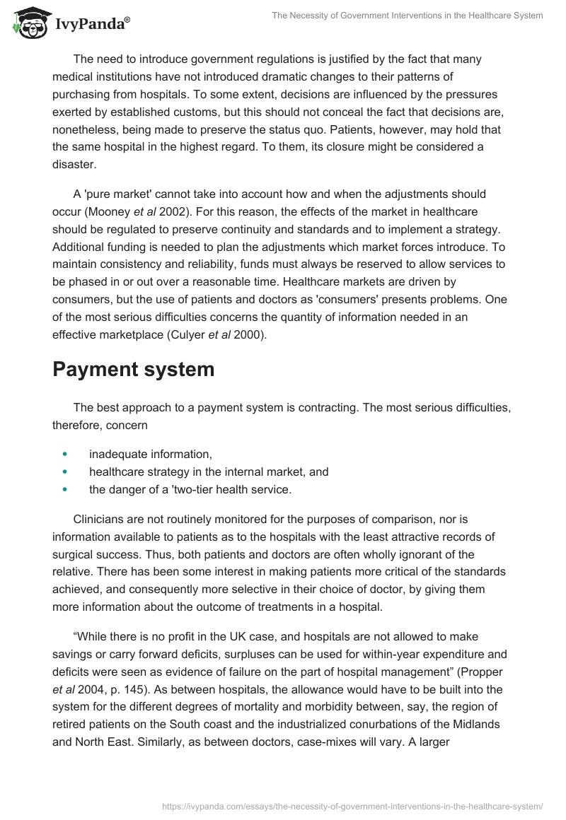 The Necessity of Government Interventions in the Healthcare System. Page 2