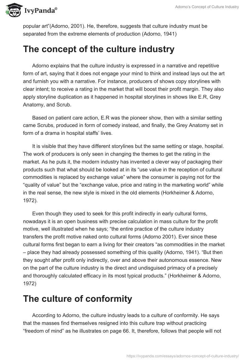 Adorno’s Concept of Culture Industry. Page 2