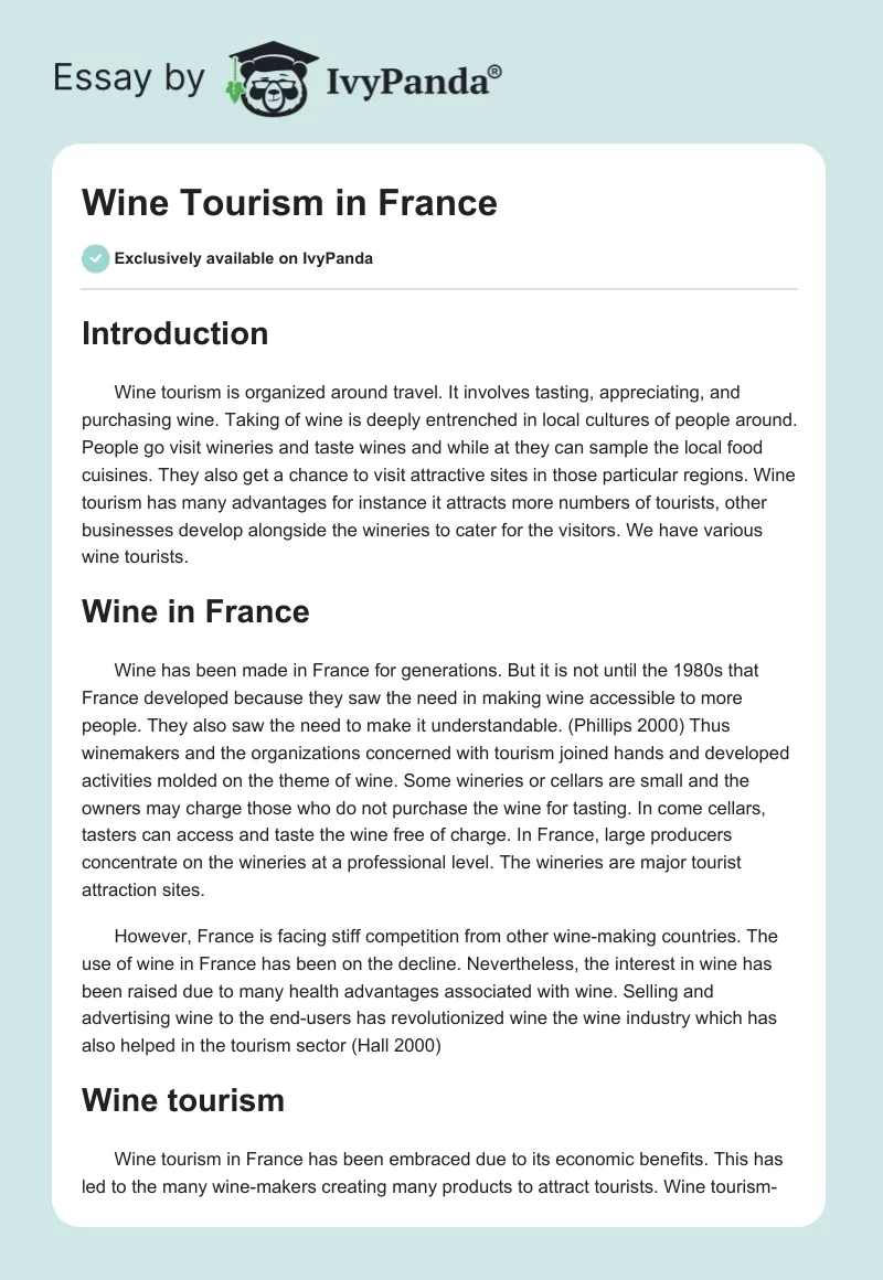 Wine Tourism in France. Page 1
