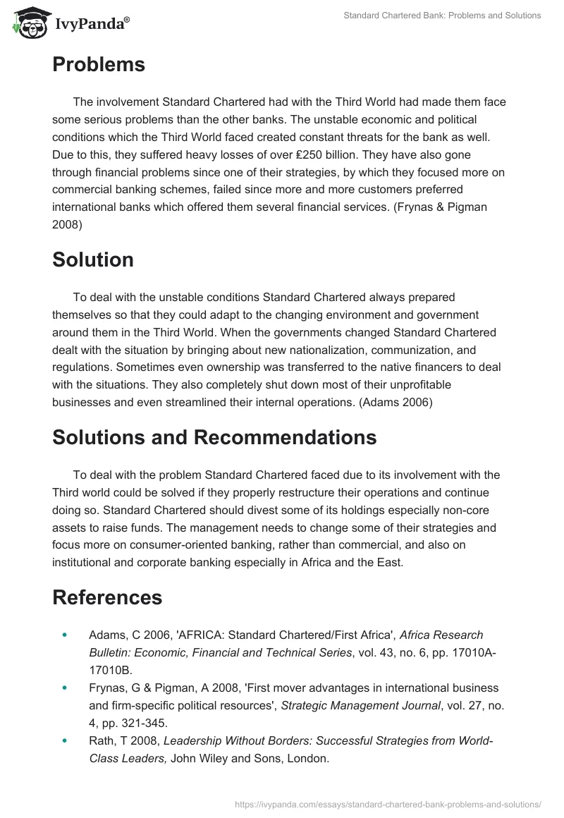 Standard Chartered Bank: Problems and Solutions. Page 2