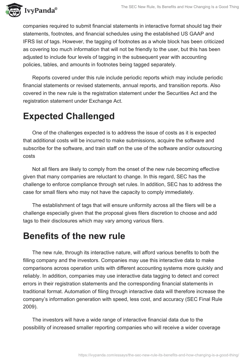 The SEC New Rule, Its Benefits and How Changing Is a Good Thing. Page 5