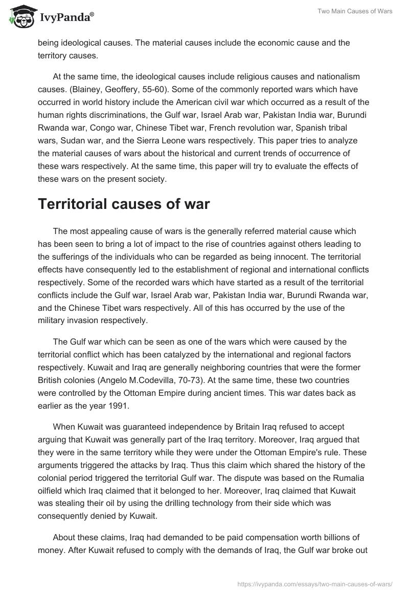 Two Main Causes of Wars. Page 2