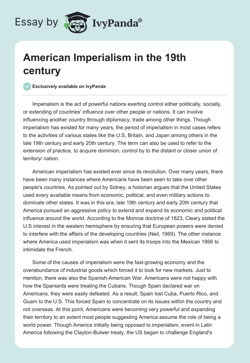 American Imperialism in the 19th century. Page 1