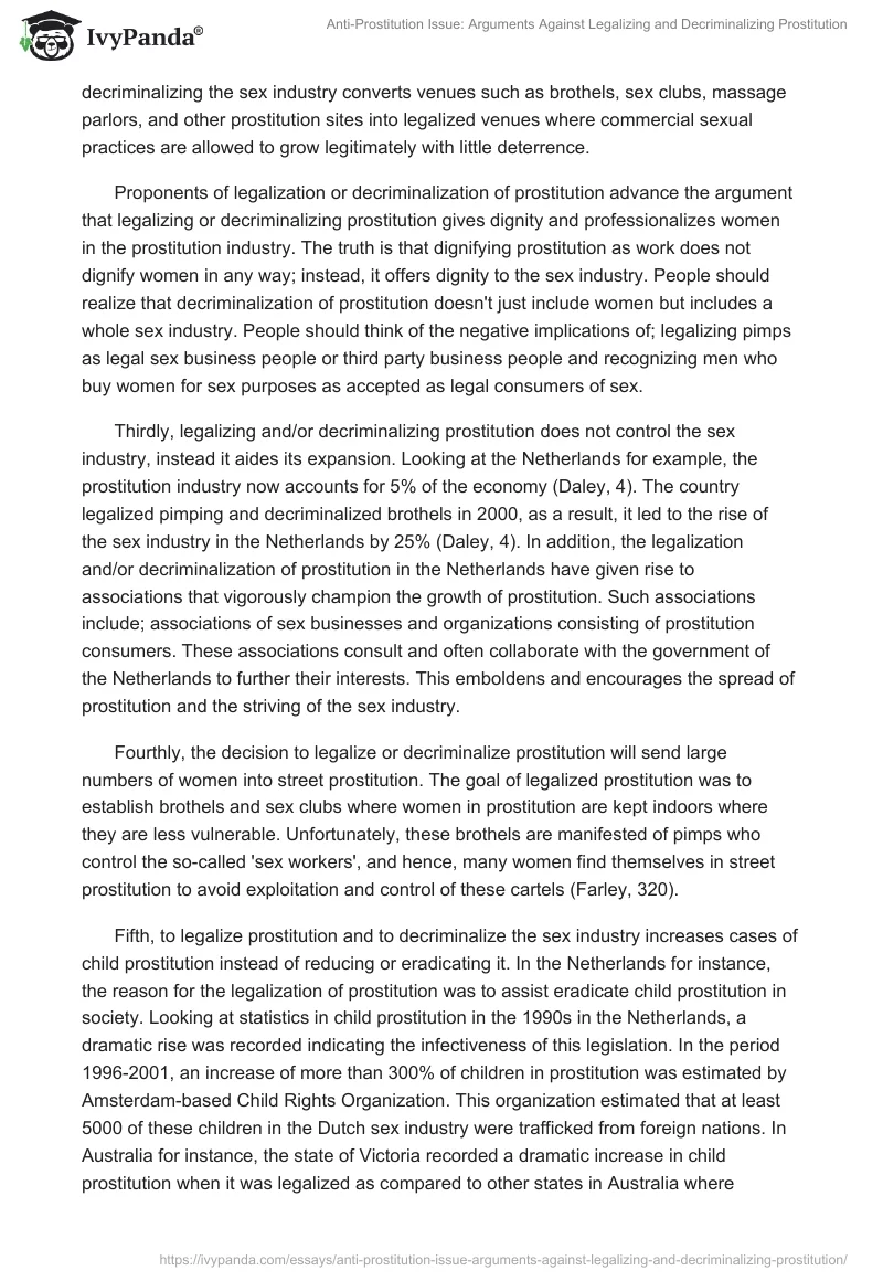 Anti-Prostitution Issue: Arguments Against Legalizing and Decriminalizing Prostitution. Page 3