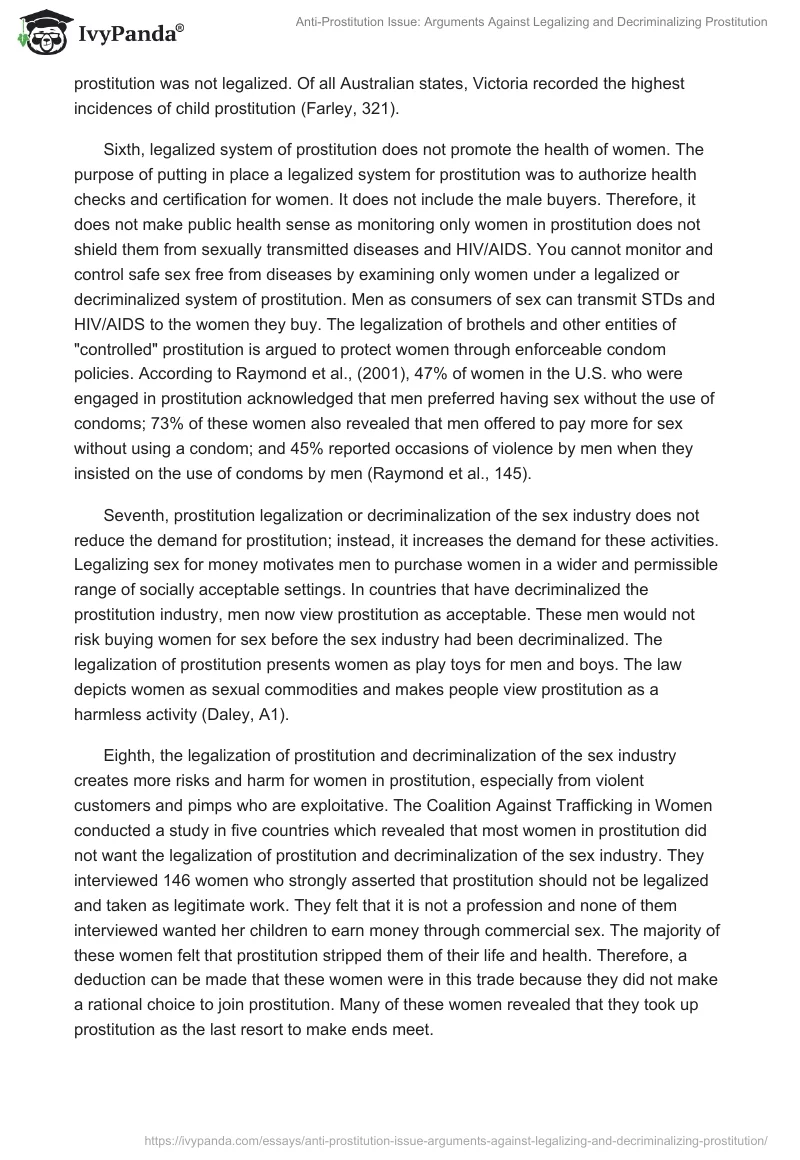 Anti-Prostitution Issue: Arguments Against Legalizing and Decriminalizing Prostitution. Page 4