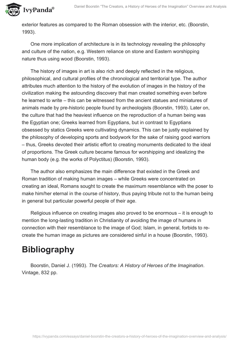 Daniel Boorstin “The Creators, a History of Heroes of the Imagination” Overview and Analysis. Page 2