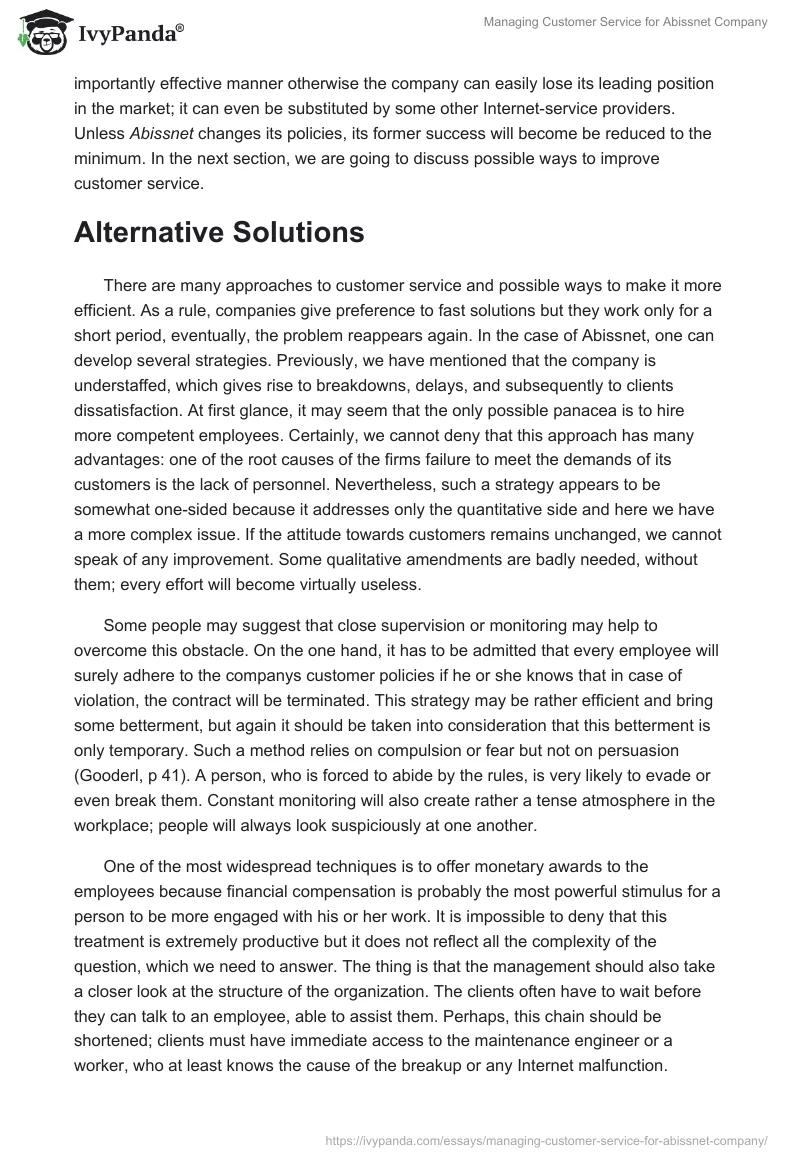 Managing Customer Service for Abissnet Company. Page 4