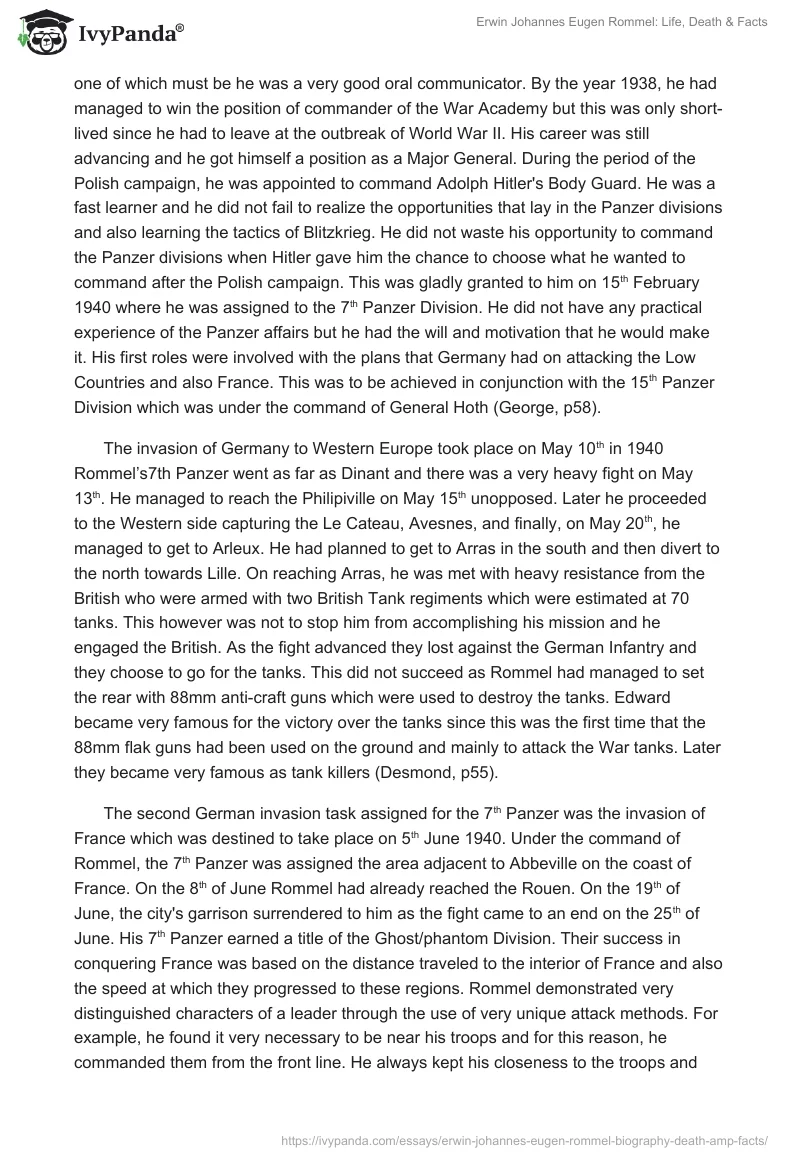 Erwin Johannes Eugen Rommel: Life, Death & Facts. Page 2