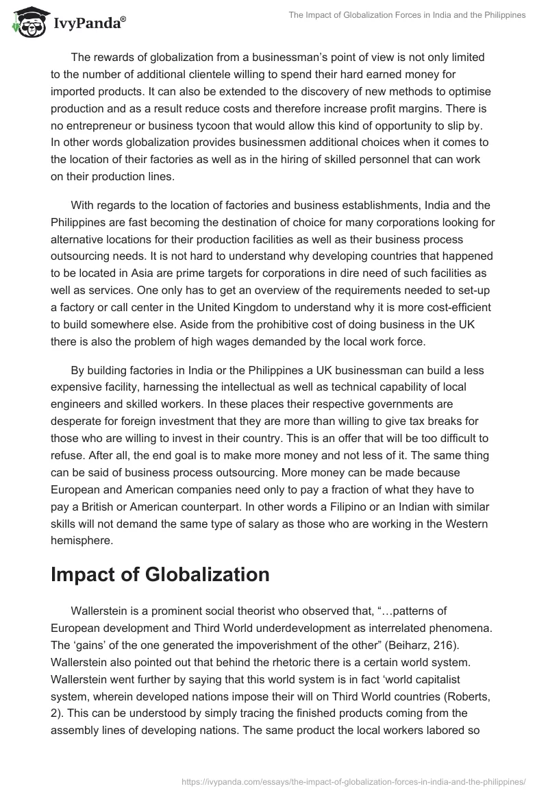 The Impact of Globalization Forces in India and the Philippines. Page 3