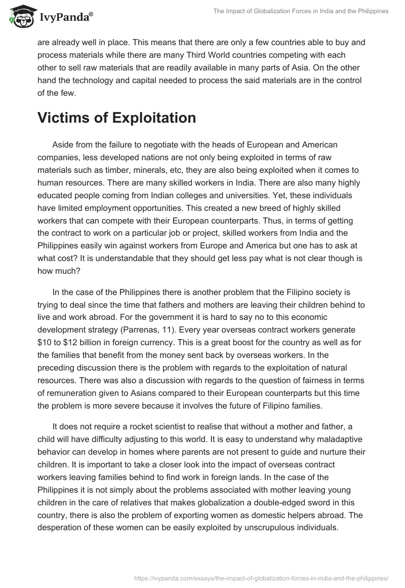 The Impact of Globalization Forces in India and the Philippines. Page 5