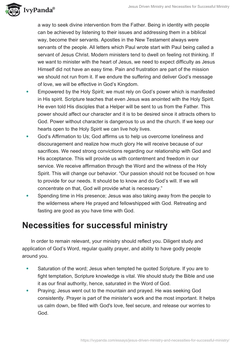 Jesus Driven Ministry and Necessities for Successful Ministry. Page 2