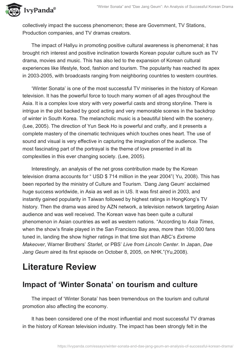 “Winter Sonata” and “Dae Jang Geum”: An Analysis of Successful Korean Drama. Page 2
