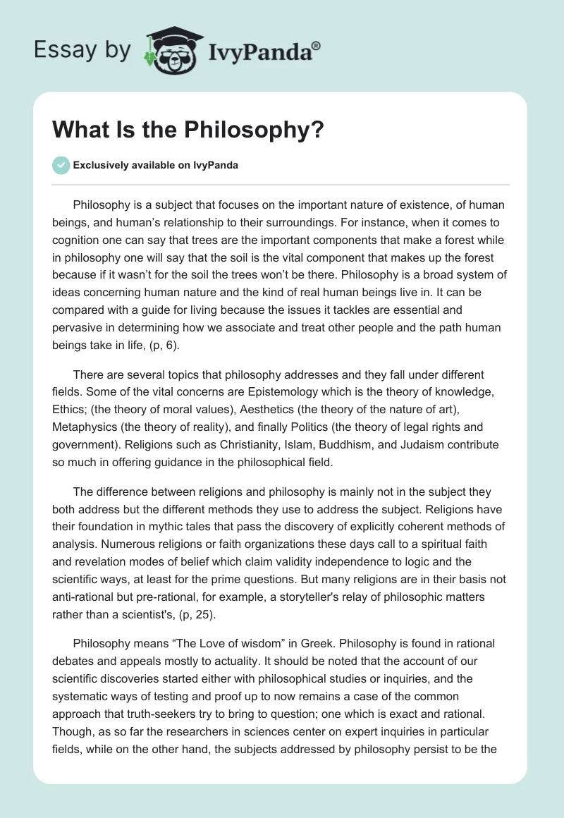 What Is the Philosophy?. Page 1