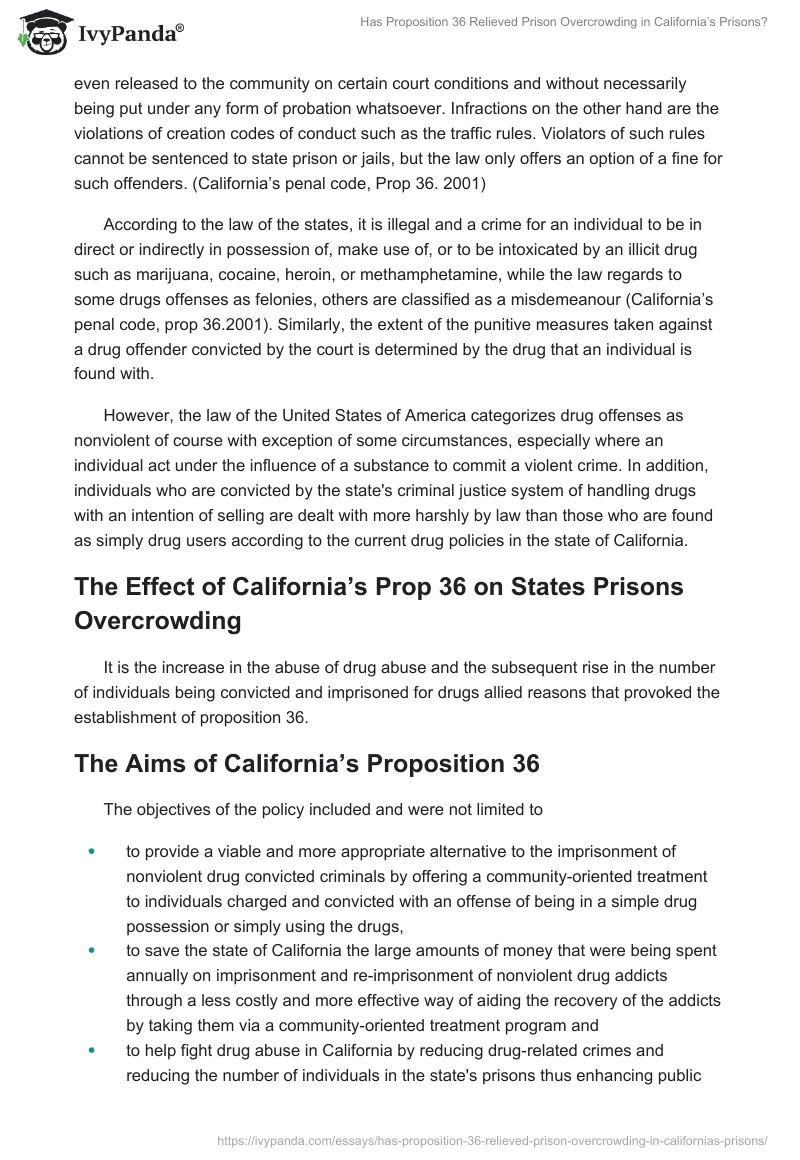 Has Proposition 36 Relieved Prison Overcrowding in California’s Prisons?. Page 3