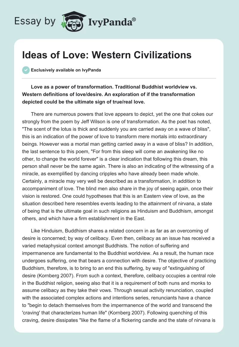 Ideas of Love: Western Civilizations. Page 1