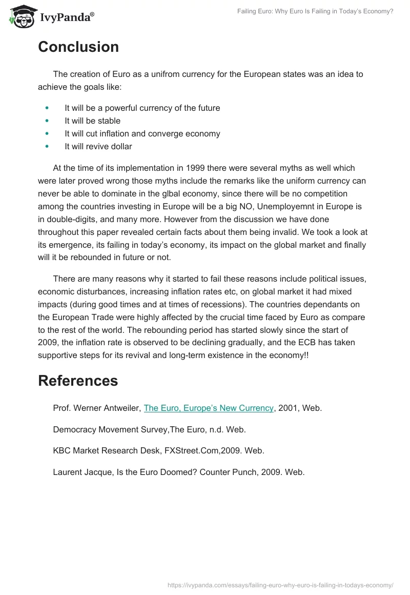 Failing Euro: Why Euro Is Failing in Today’s Economy?. Page 5