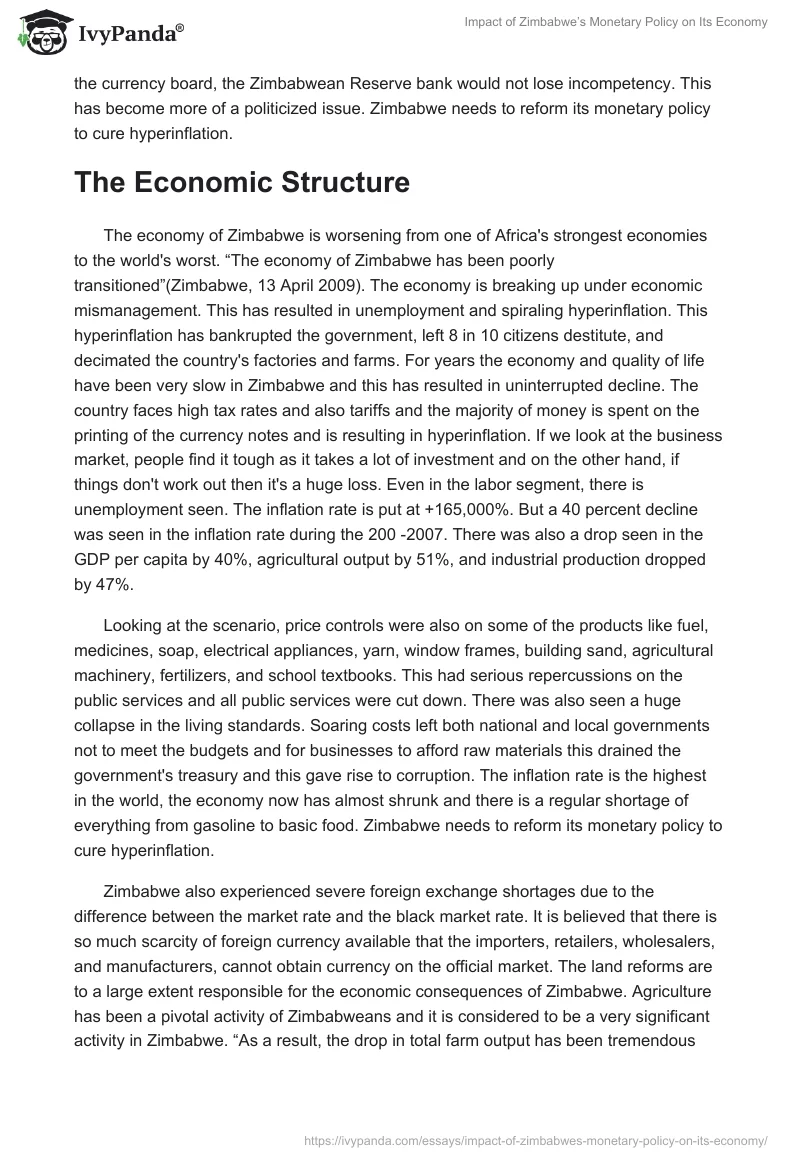 Impact of Zimbabwe’s Monetary Policy on Its Economy. Page 3