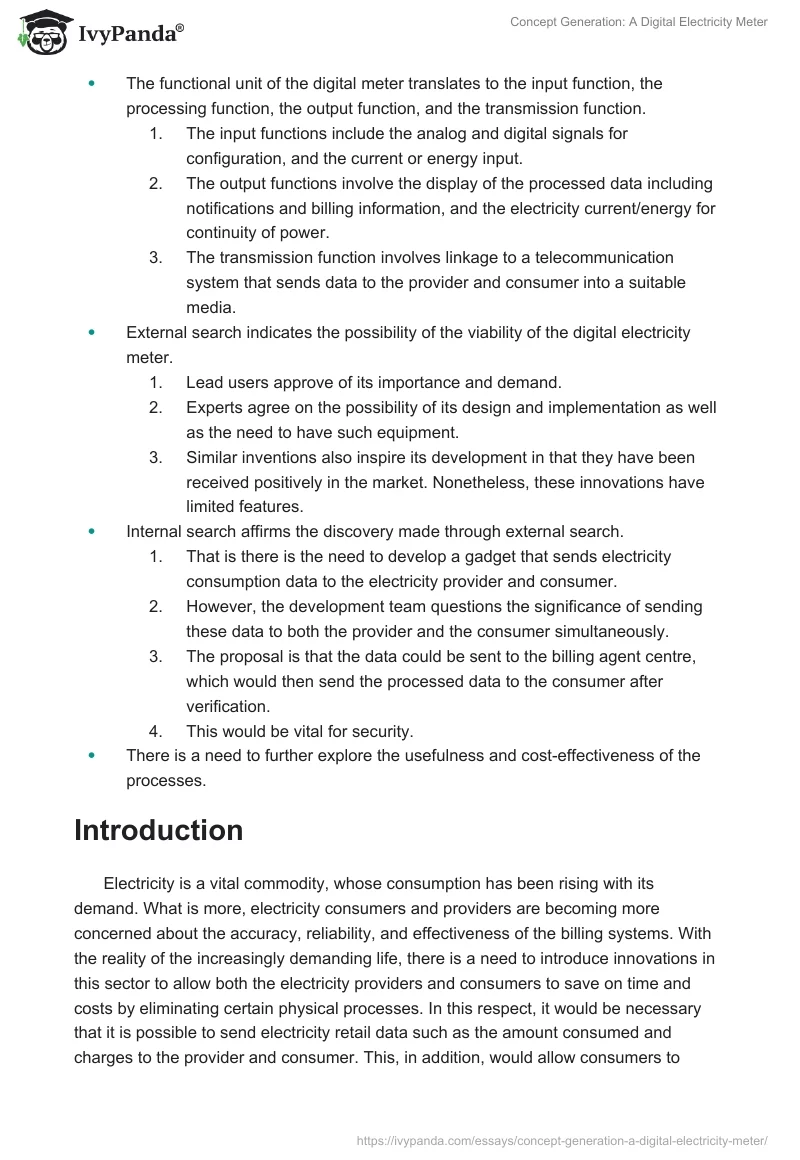 Concept Generation: A Digital Electricity Meter. Page 2