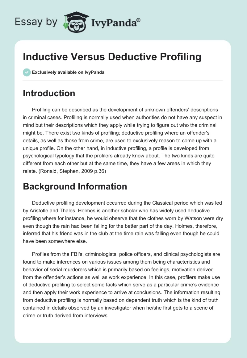 Inductive Versus Deductive Profiling. Page 1