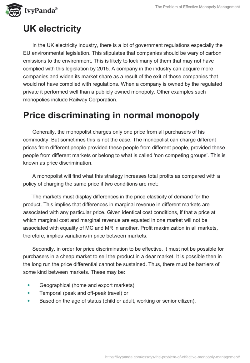 The Problem of Effective Monopoly Management. Page 5