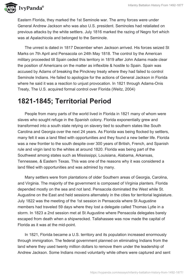 Infantry Battalion History From 1492-1877. Page 3
