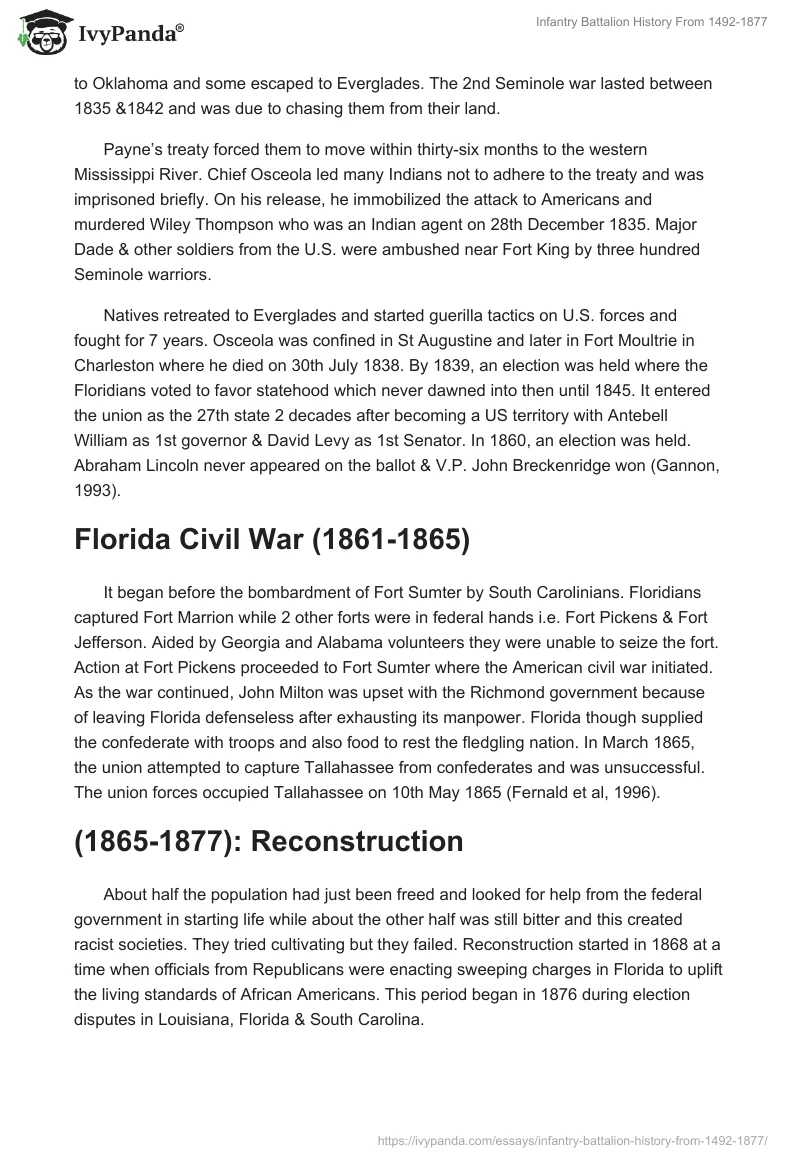 Infantry Battalion History From 1492-1877. Page 4