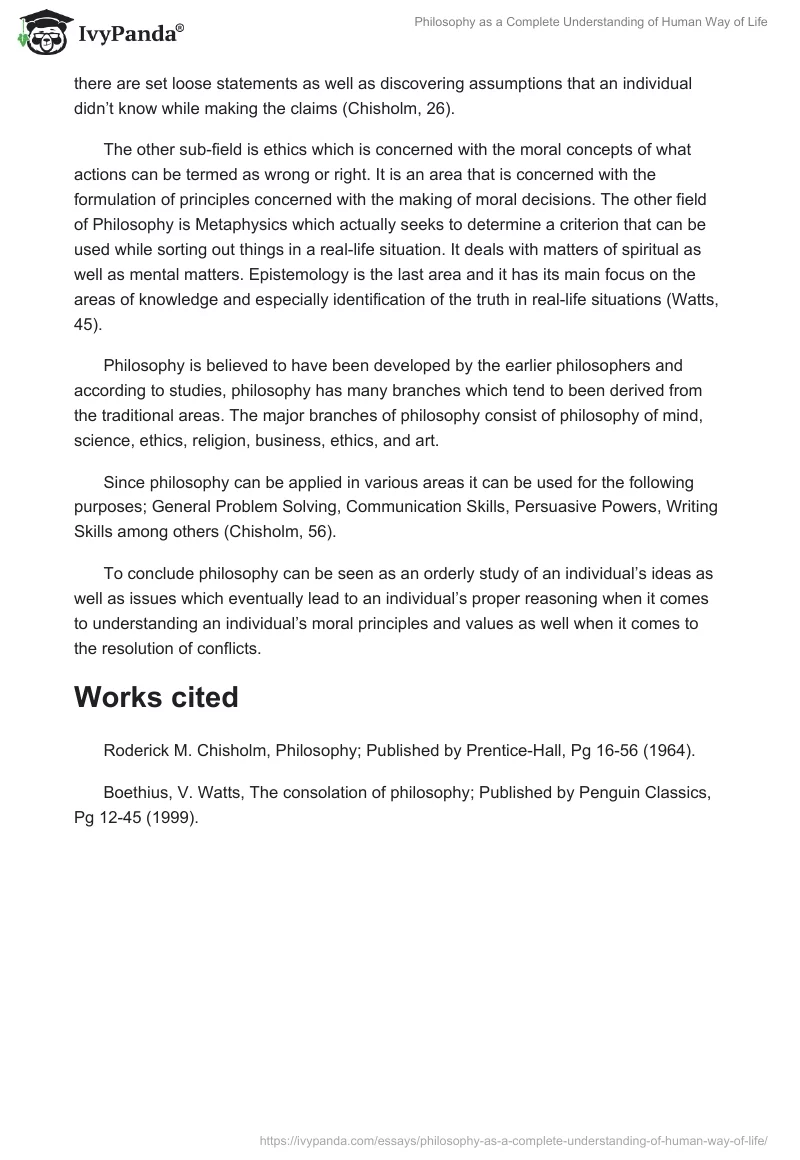 Philosophy as a Complete Understanding of Human Way of Life. Page 2