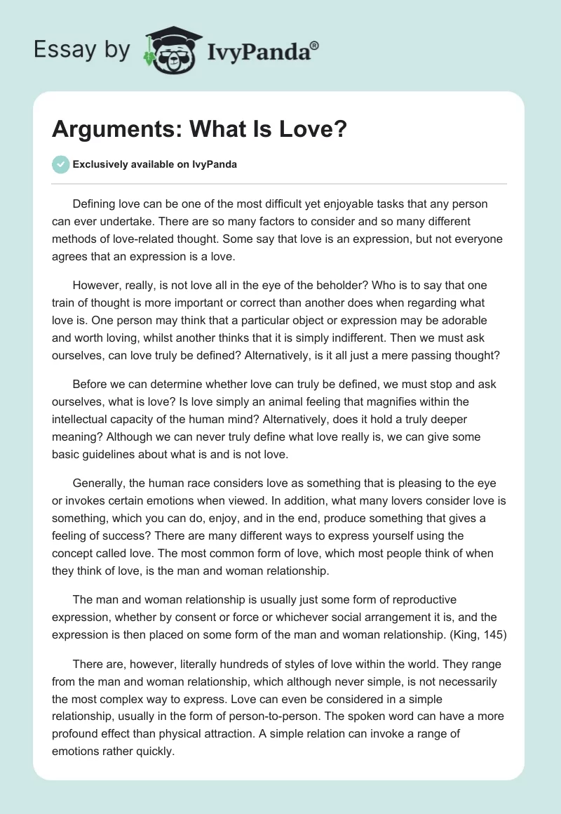 Arguments: What Is Love?. Page 1