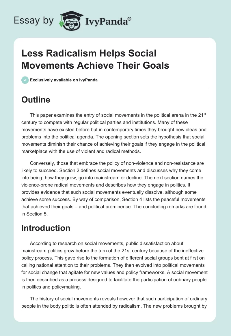 Less Radicalism Helps Social Movements Achieve Their Goals. Page 1