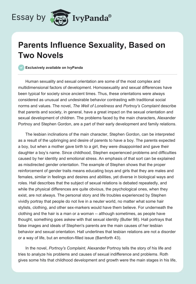Parents Influence Sexuality, Based on Two Novels. Page 1