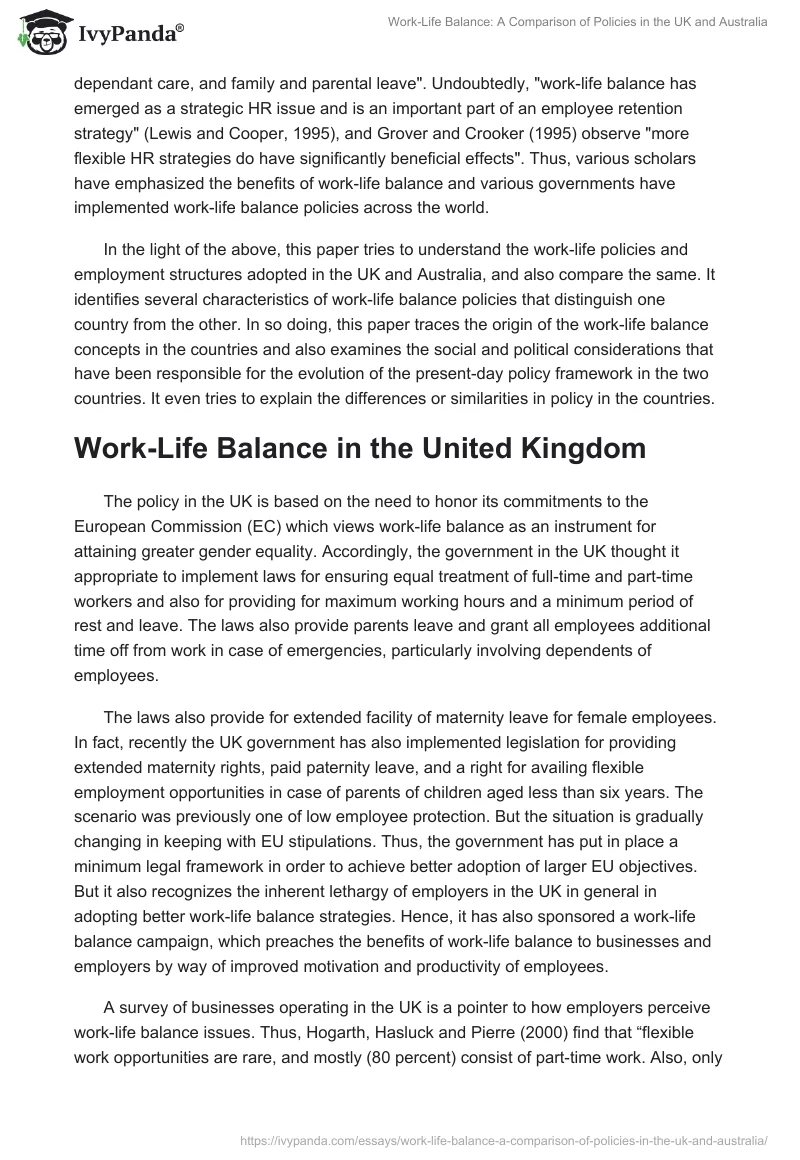 Work-Life Balance: A Comparison of Policies in the UK and Australia. Page 3
