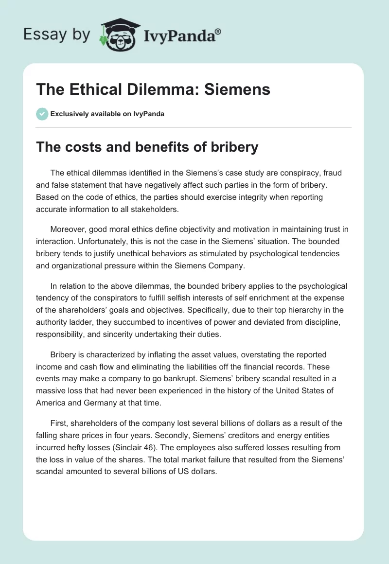 The Ethical Dilemma: Siemens. Page 1