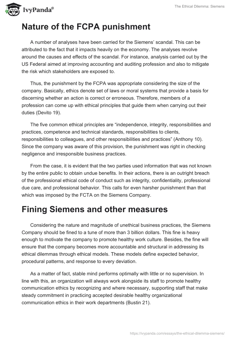 The Ethical Dilemma: Siemens. Page 2