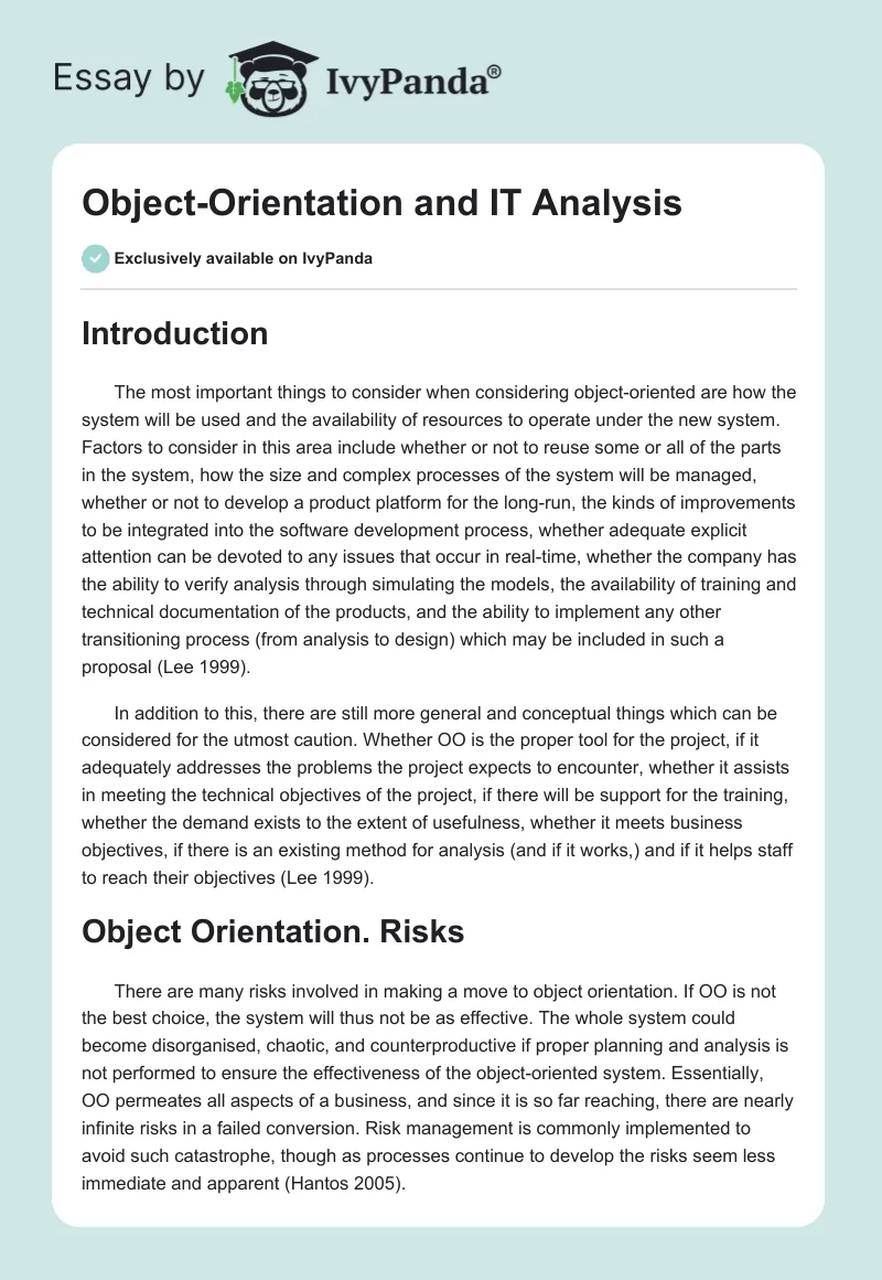Object-Orientation and IT Analysis. Page 1