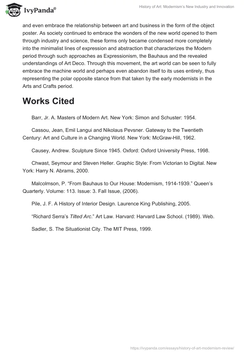 History of Art: Modernism’s New Industry and Innovation. Page 5