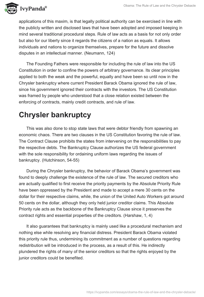 Obama: The Rule of Law and the Chrysler Debacle. Page 2