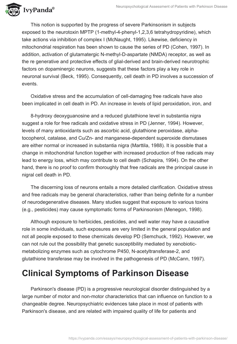 Neuropsychological Assessment of Patients With Parkinson Disease. Page 3
