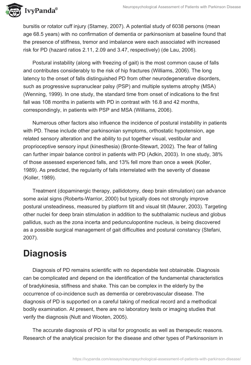 Neuropsychological Assessment of Patients With Parkinson Disease. Page 5