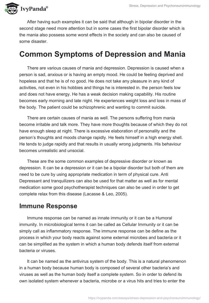 Stress, Depression and Psychoneuroimmunology. Page 5