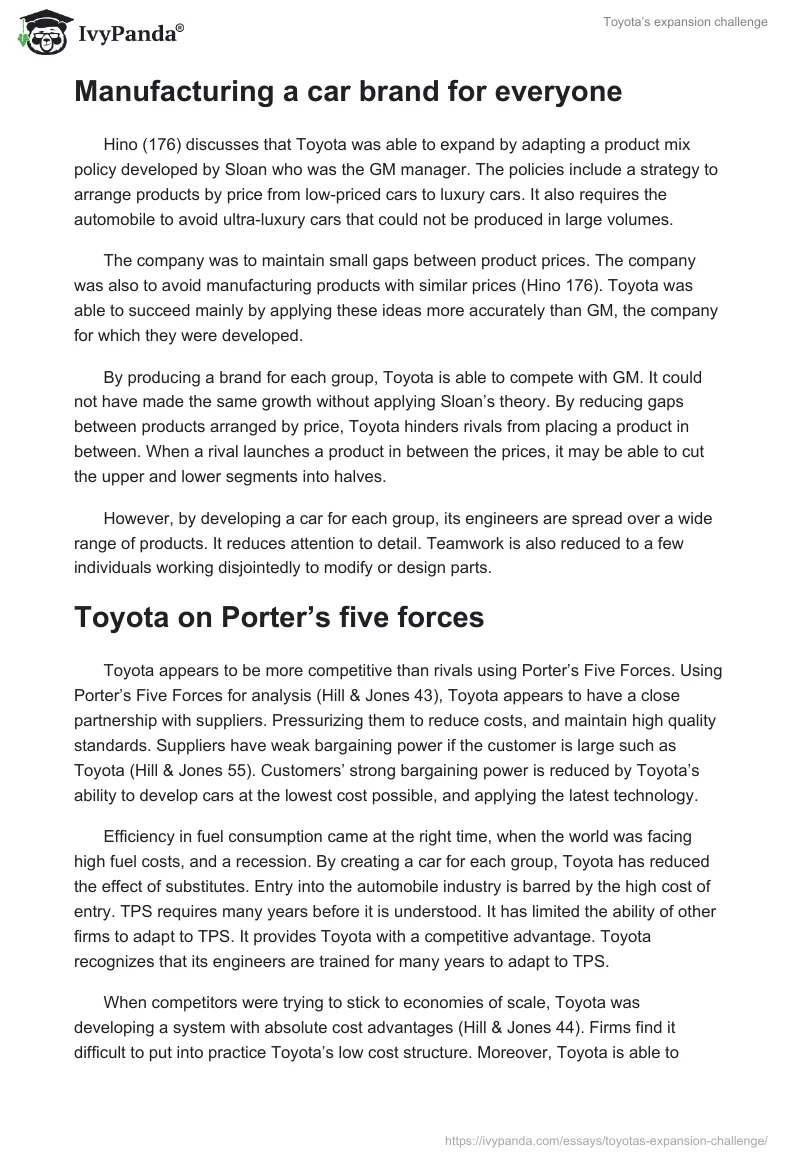 Toyota’s Expansion Challenge. Page 3