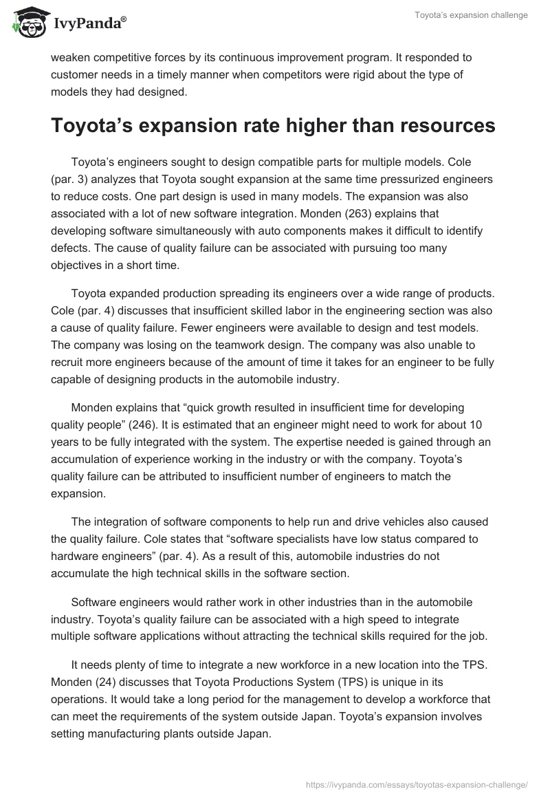 Toyota’s Expansion Challenge. Page 4